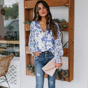Cakewalk Floral Blouse (Blue)
